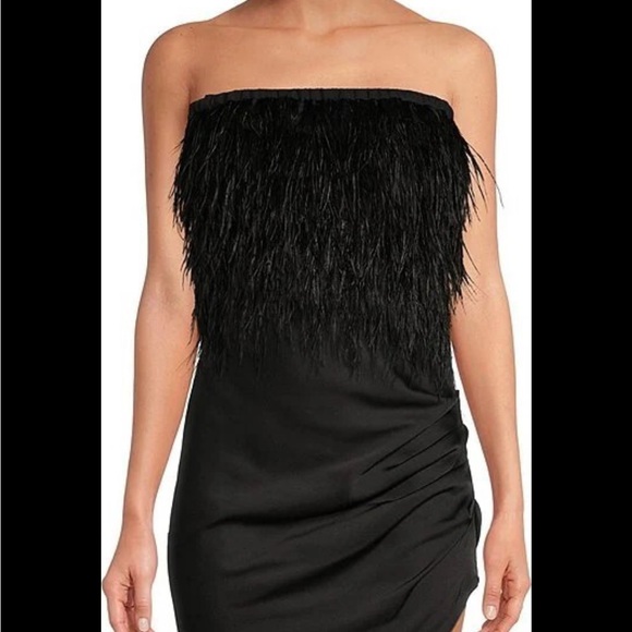 Gianni Bini Black Feather Tube Top - Picture 2 of 4